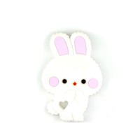 Manufacturer new designs toys baby silicone white rabbit teether with packing