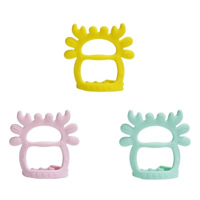 Promotion soft teether chew baby toy crab shape silicone baby teether toys