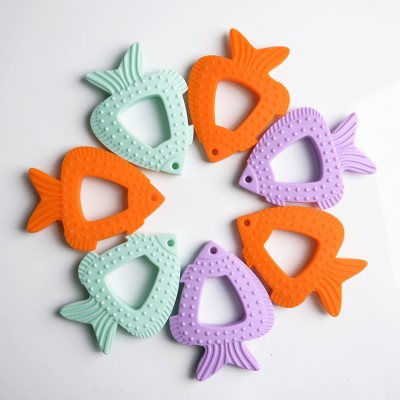 Teether Wholesale food grade teether soft rubber fish shape teething toys for kids