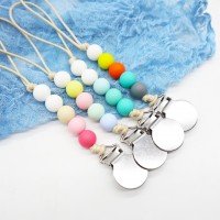 Food grade silicone beads pacifier chain holder baby customized pacifier clips